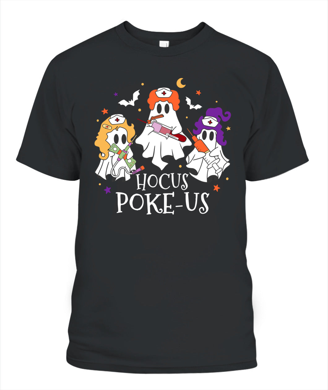 Halloween Ghost Nurse Hocus Poke Us Costume Scrub Top Women