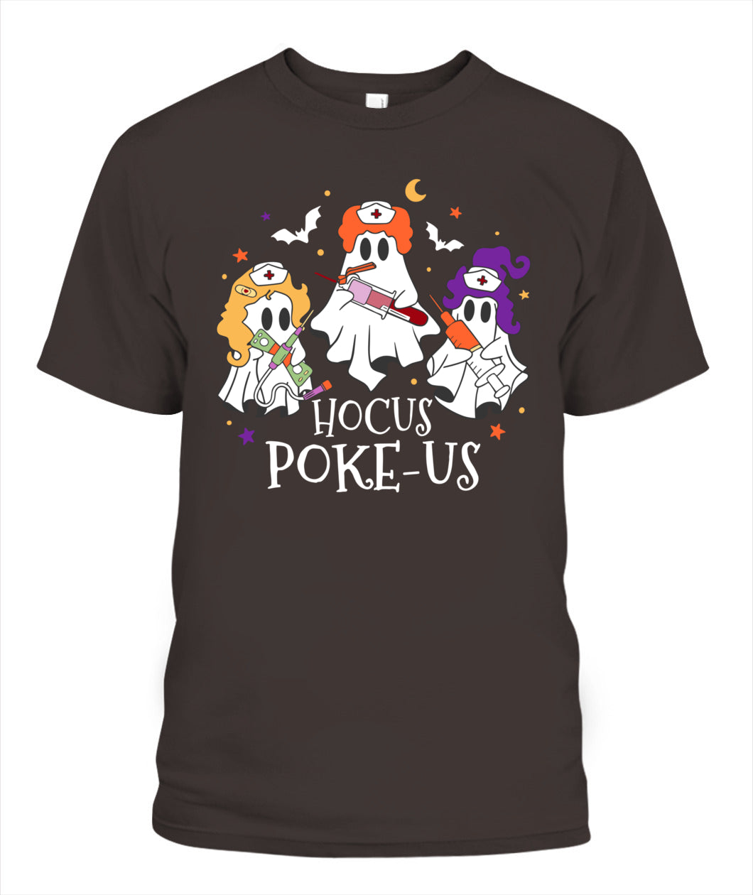 Halloween Ghost Nurse Hocus Poke Us Costume Scrub Top Women