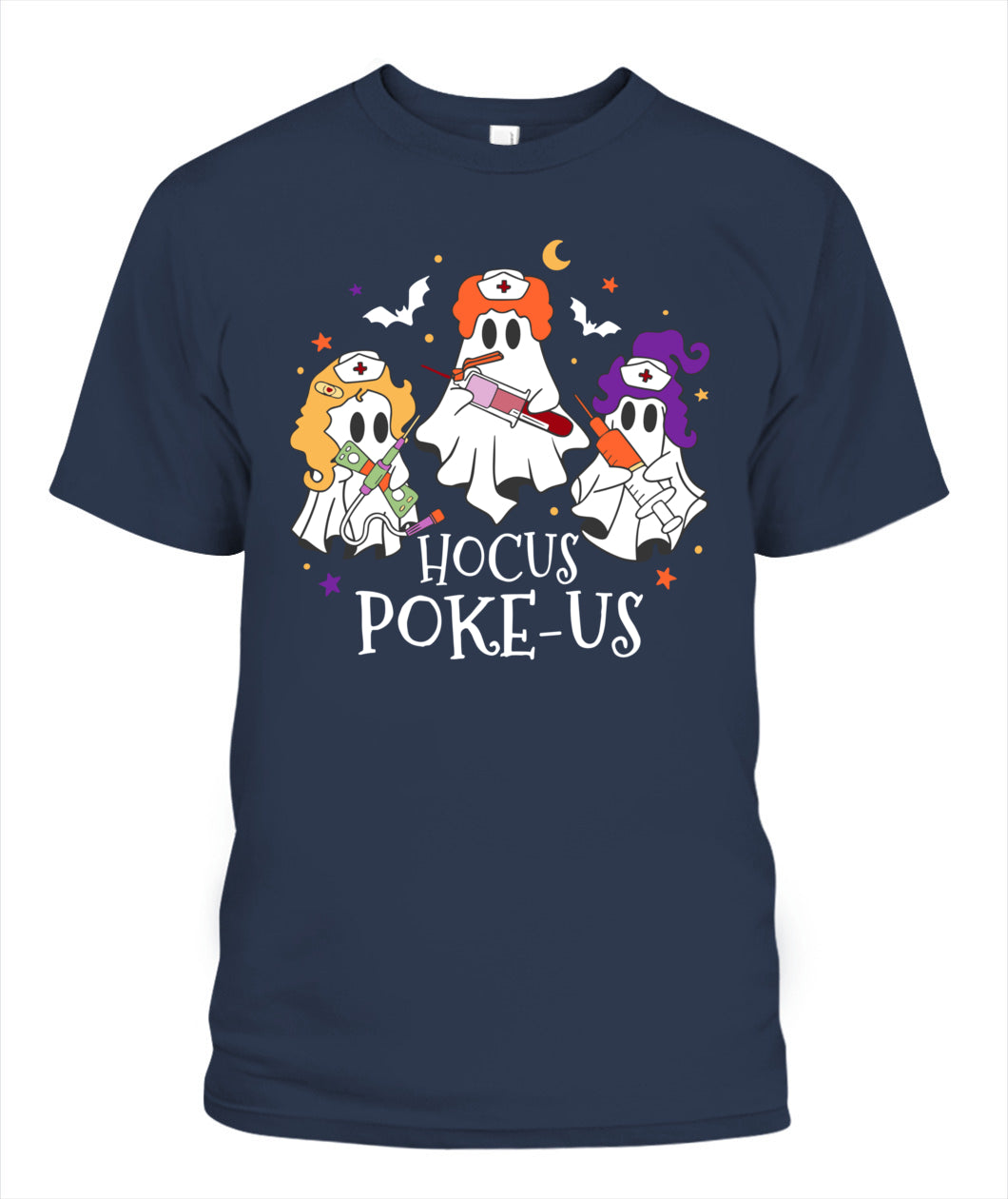 Halloween Ghost Nurse Hocus Poke Us Costume Scrub Top Women