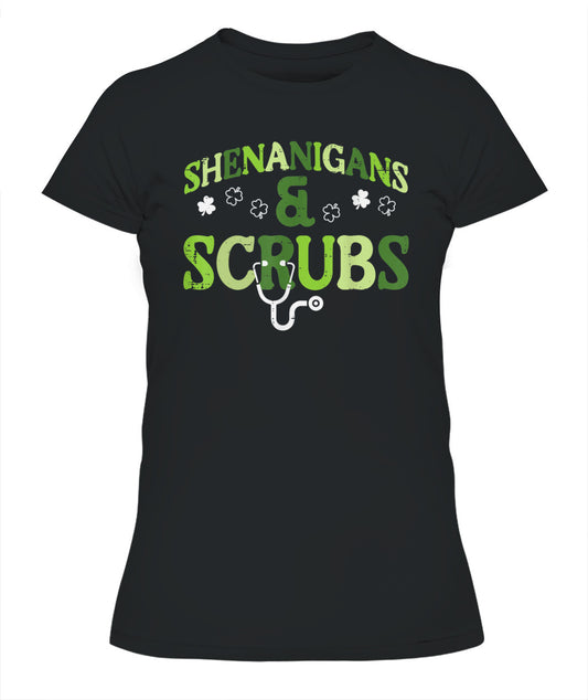 St Patricks Day Shenanigans Scrub Saint Pattys Nurse Women Shirt