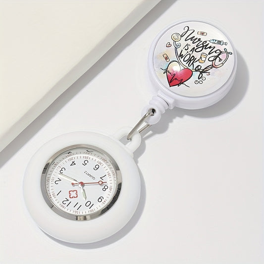 Nurse Pocket Watch With Soft Silicone Cover, Retractable Badge Holder, Essential Timekeeping Tool For Medical Staff
