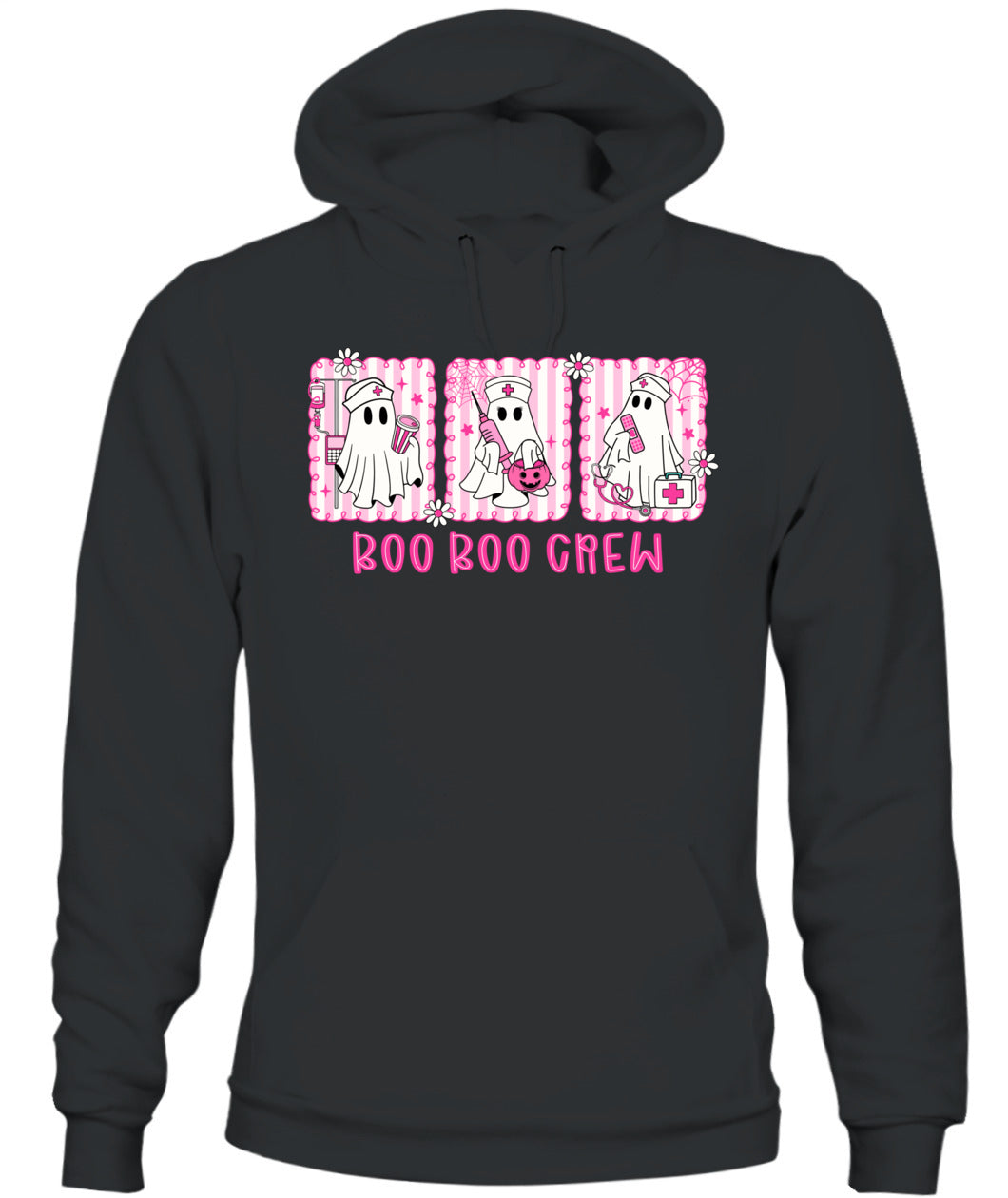 Retro Boo Boo Crew Pink Ghost Nurse Halloween Breast Cancer