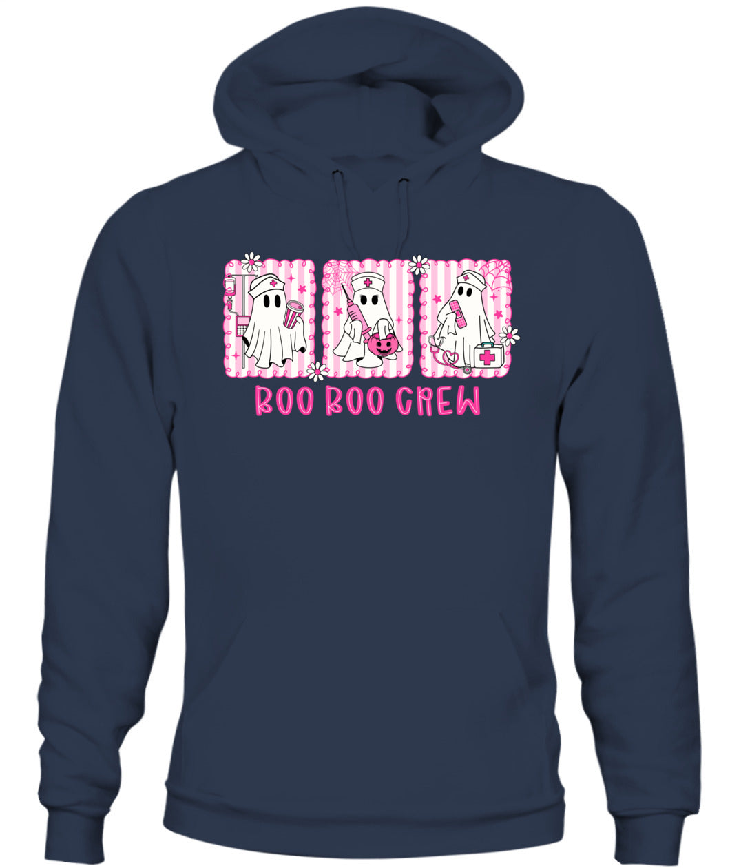 Retro Boo Boo Crew Pink Ghost Nurse Halloween Breast Cancer