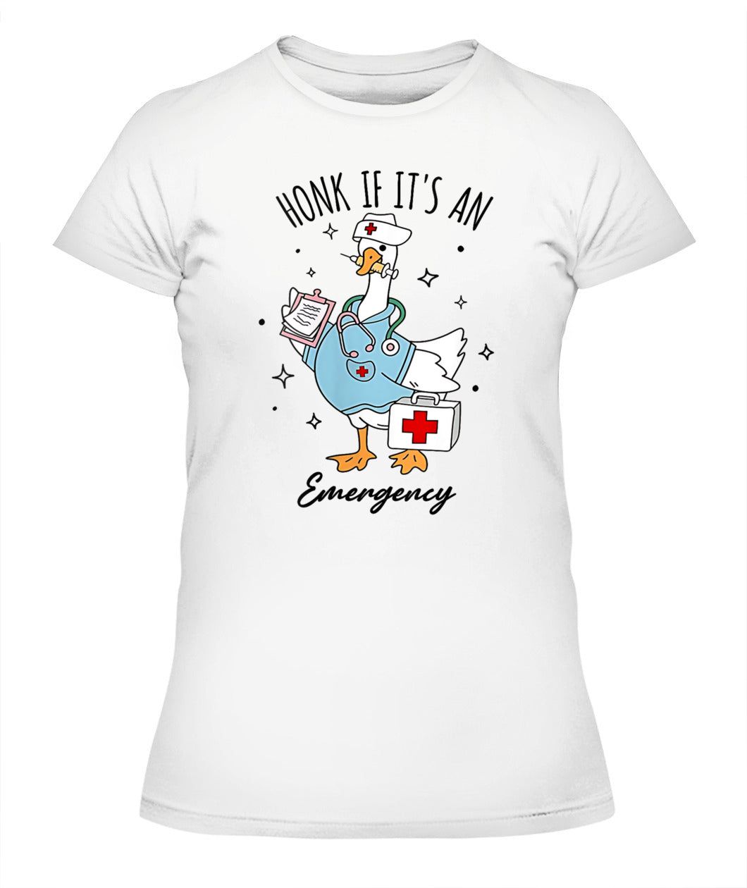 Womens Honk If Its An Emergency Funny Meme Goose Silly Nurse V-Neck Shirt
