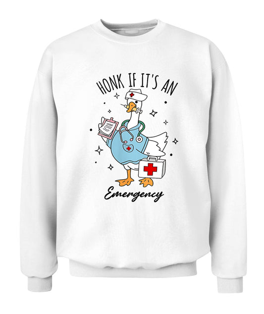 Womens Honk If Its An Emergency Funny Meme Goose Silly Nurse V-Neck Shirt