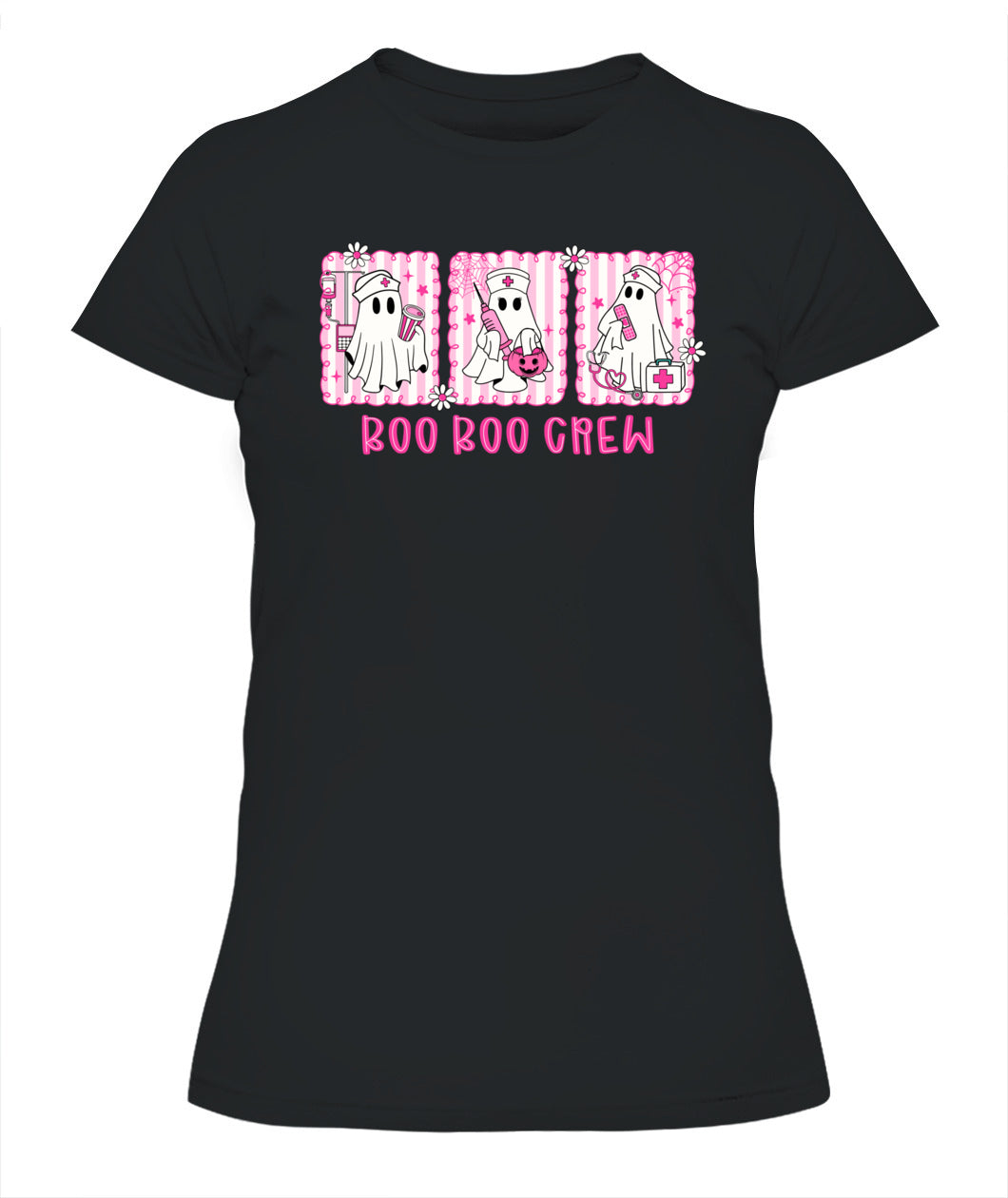 Retro Boo Boo Crew Pink Ghost Nurse Halloween Breast Cancer