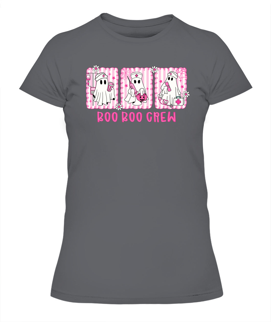 Retro Boo Boo Crew Pink Ghost Nurse Halloween Breast Cancer