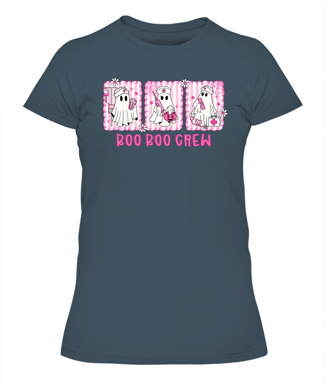 Retro Boo Boo Crew Pink Ghost Nurse Halloween Breast Cancer