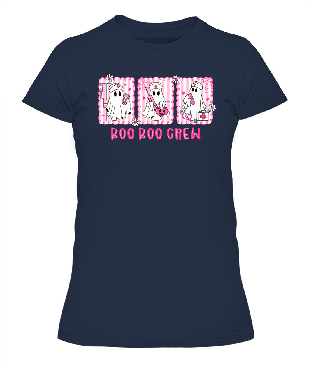 Retro Boo Boo Crew Pink Ghost Nurse Halloween Breast Cancer