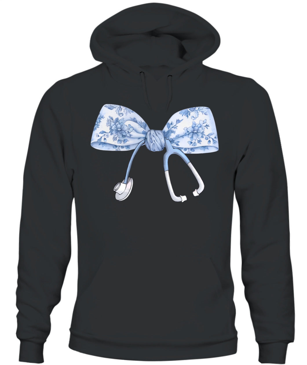 Floral Nurse Blue Coquette Bow Stethoscope Registered Nurse Shirt