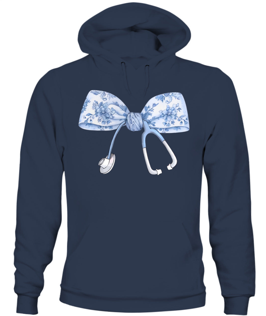 Floral Nurse Blue Coquette Bow Stethoscope Registered Nurse Shirt