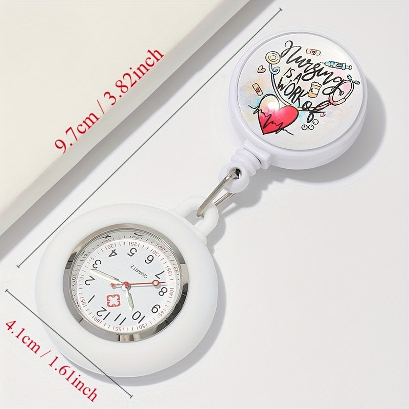 Nurse Pocket Watch With Soft Silicone Cover, Retractable Badge Holder, Essential Timekeeping Tool For Medical Staff