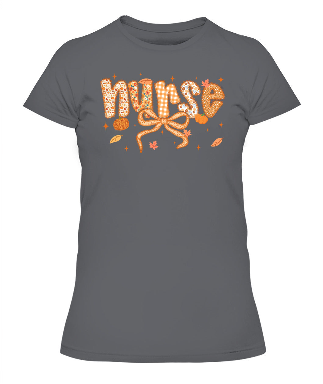 Groovy Nurse Thanksgiving Coquette Bow Autumn Fall Leaves