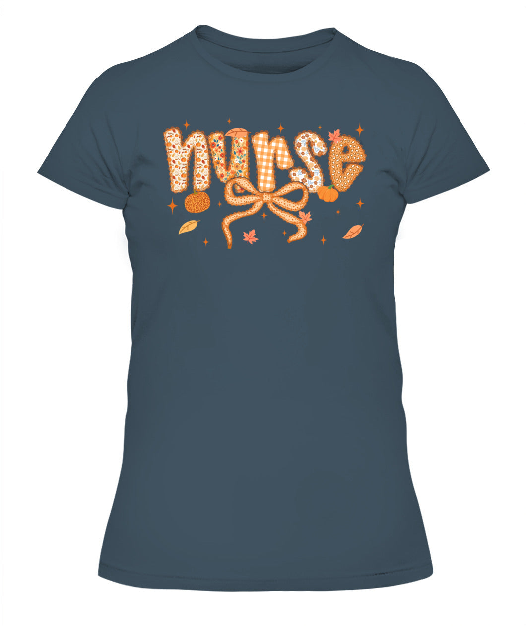 Groovy Nurse Thanksgiving Coquette Bow Autumn Fall Leaves