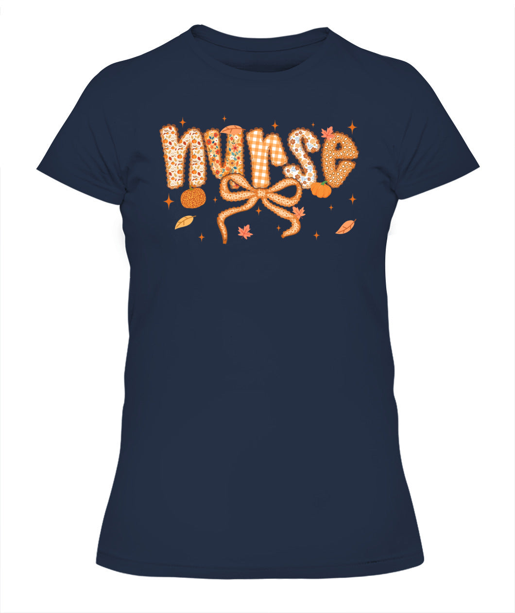 Groovy Nurse Thanksgiving Coquette Bow Autumn Fall Leaves
