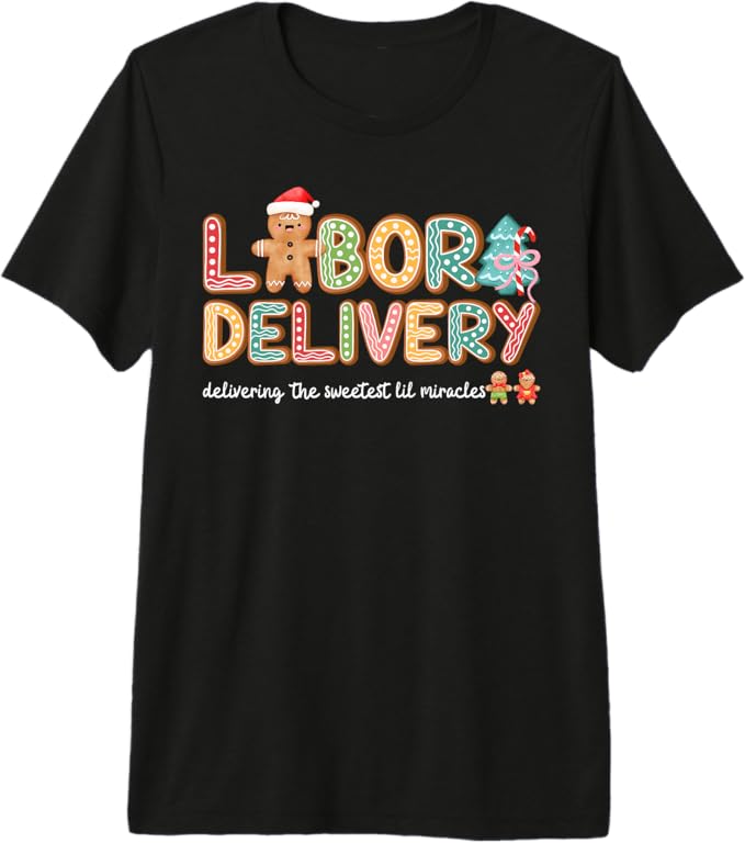 Groovy Labor and Delivery Christmas L&D Nurse Gingerbread Shirts