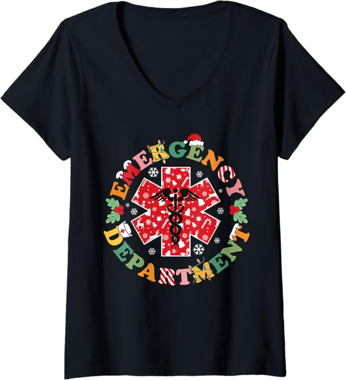 Cute Emergency Department Christmas ER Nurse Santa Shirts