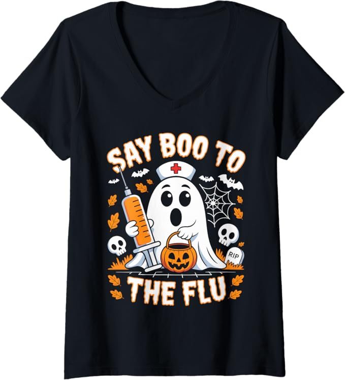 Say Boo to The Flu Ghost Nurse Halloween Design For Mens Womens