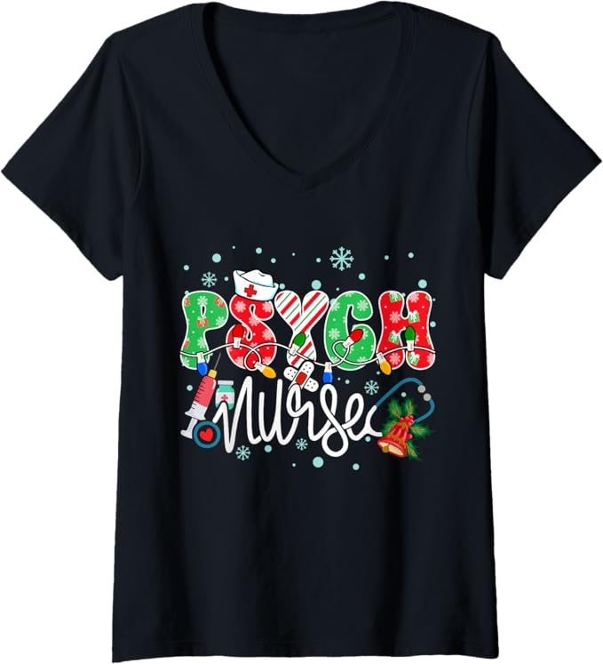 Psych Nurse Funny Xmas Light Stethoscope Christmas Nurse Shirts