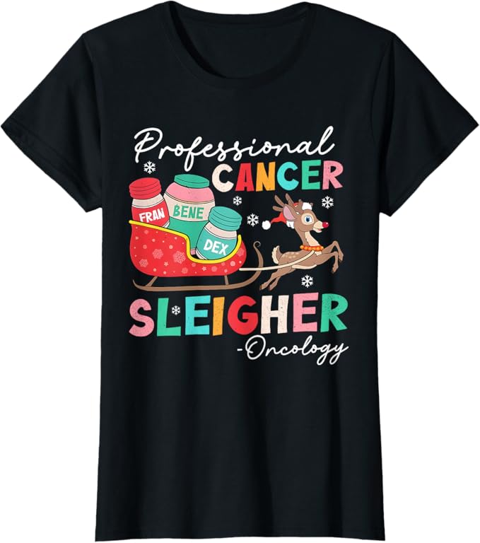 Groovy Professional Cancer Sleigher Oncology Nurse Christmas Shirts