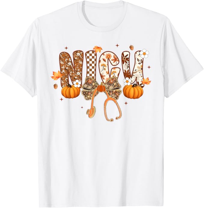 Funny NICU Nurse Coquette Bow Stethoscope Fall Girls Women Thanksgiving Nurse Gifts