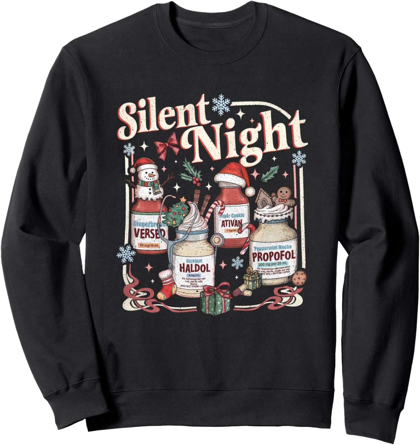 Vintage Silent Night Christmas Nurse Holiday Festive Nurse Sweatshirt