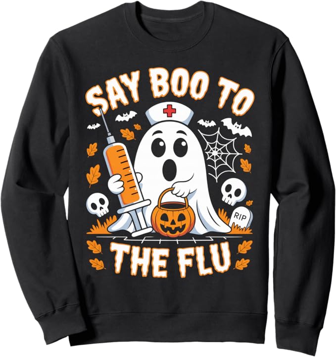 Say Boo to The Flu Ghost Nurse Halloween Design For Mens Womens