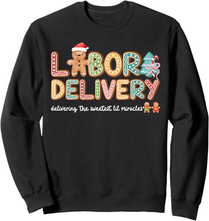 Groovy Labor and Delivery Christmas L&D Nurse Gingerbread Shirts