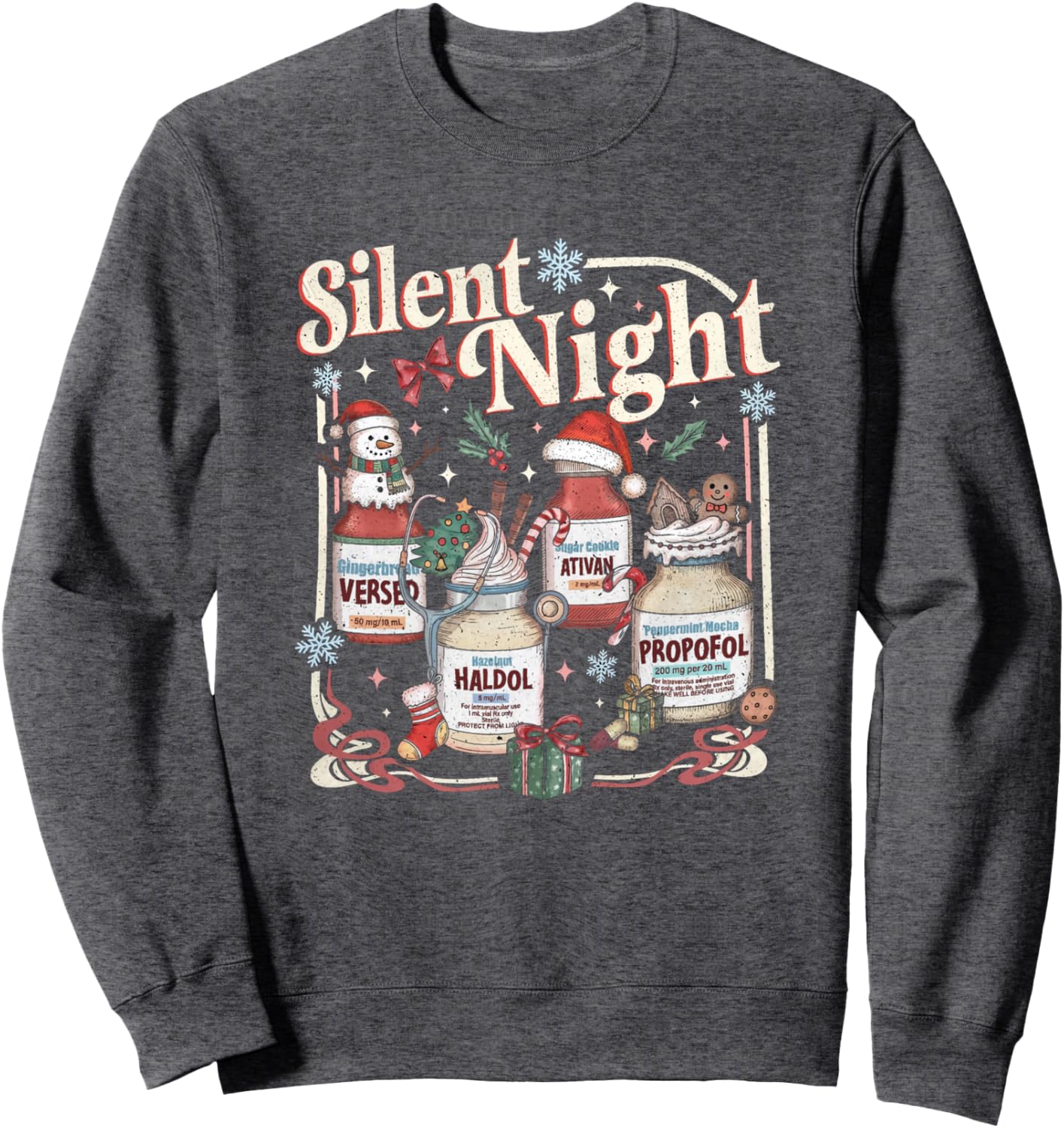 Vintage Silent Night Christmas Nurse Holiday Festive Nurse Sweatshirt