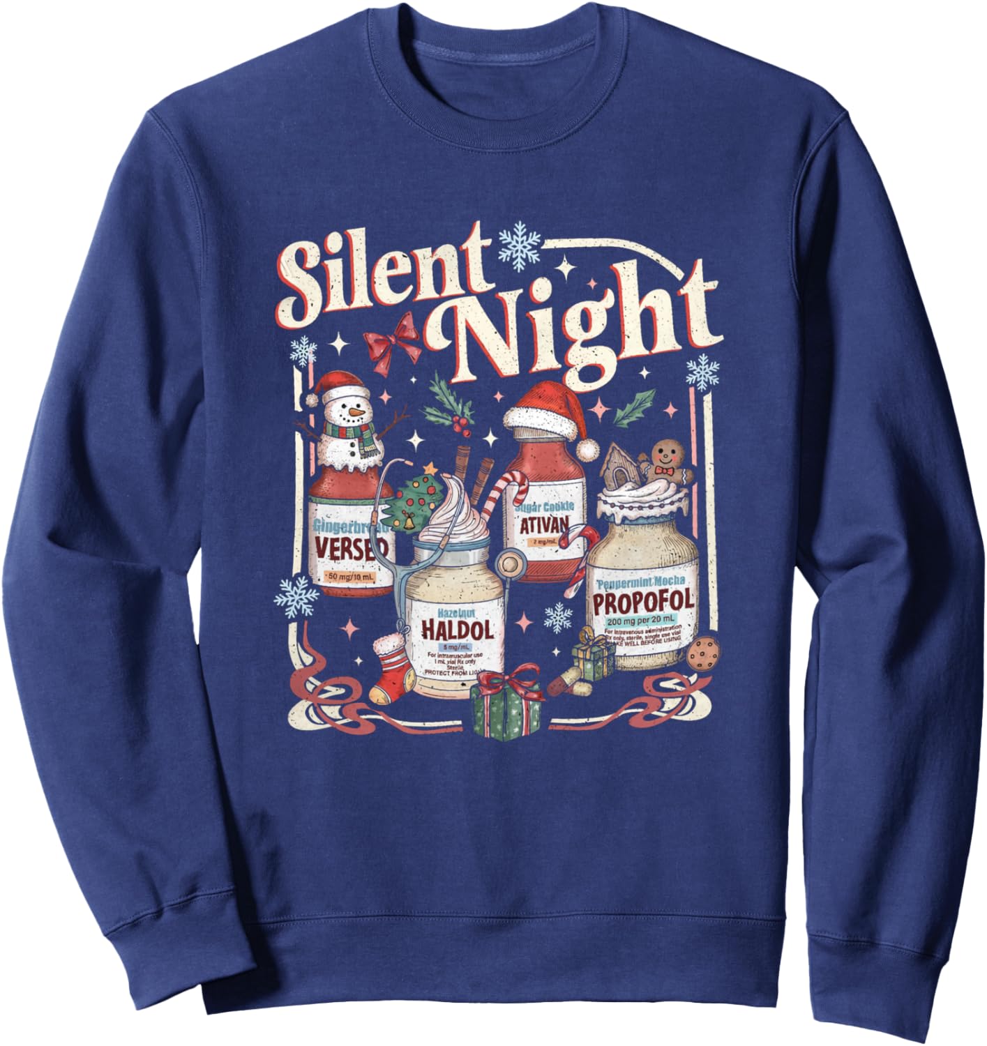 Vintage Silent Night Christmas Nurse Holiday Festive Nurse Sweatshirt