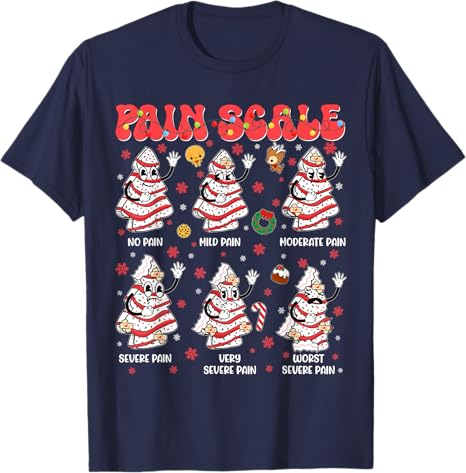 Pain Scale Funny Christmas Tree Cake Pjs Pajamas Xmas Nurse Shirts