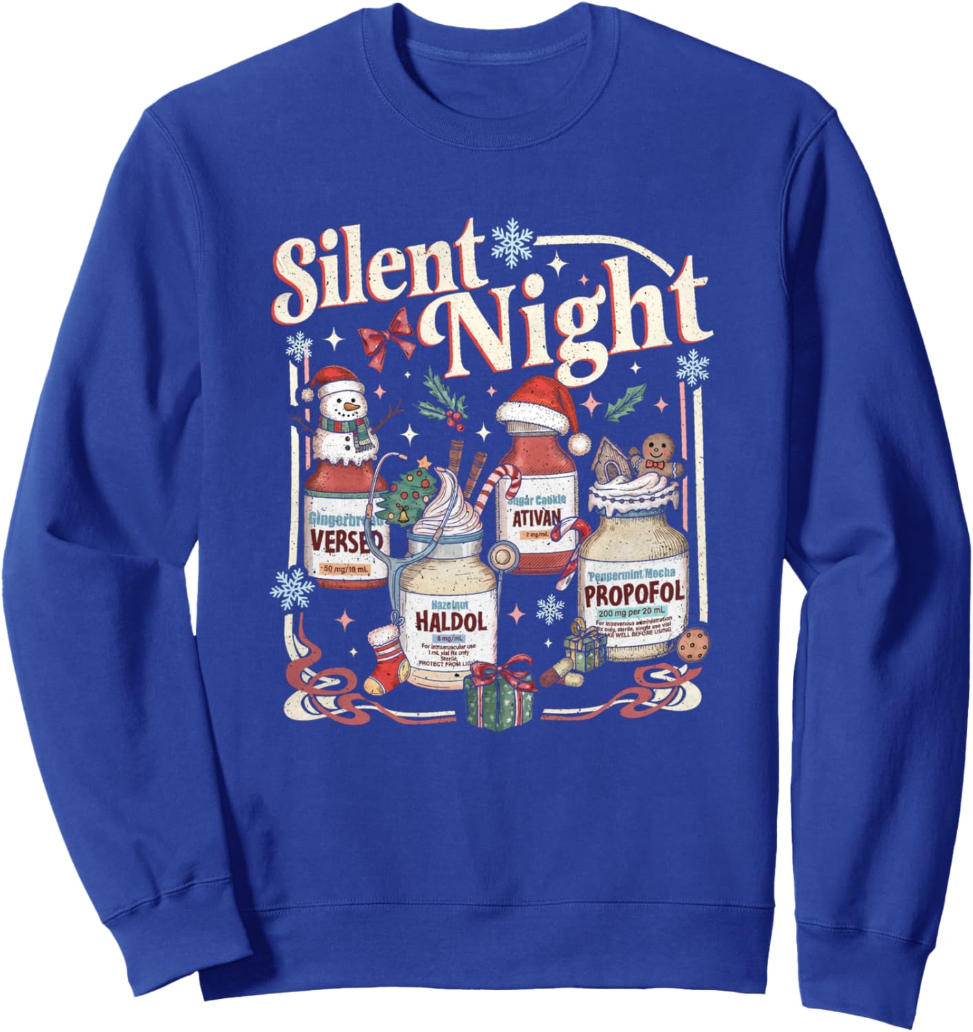 Vintage Silent Night Christmas Nurse Holiday Festive Nurse Sweatshirt