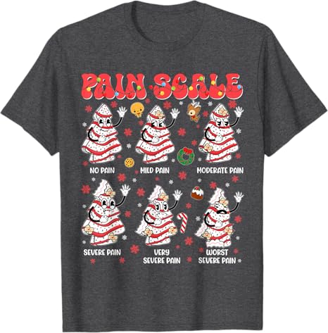 Pain Scale Funny Christmas Tree Cake Pjs Pajamas Xmas Nurse Shirts