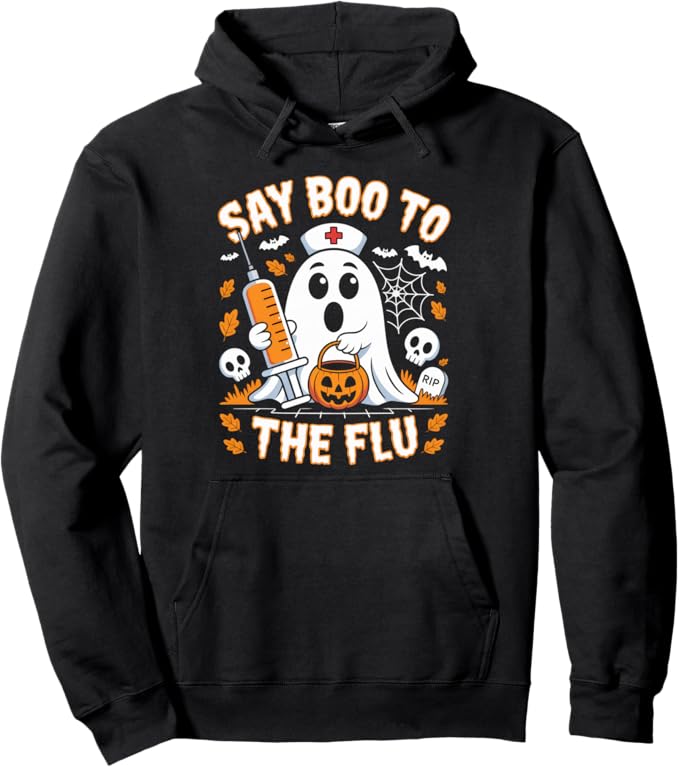 Say Boo to The Flu Ghost Nurse Halloween Design For Mens Womens