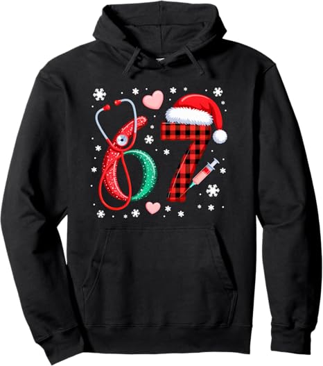 Funny 67 Meme Nurse Six Seven Nursing Festive Christmas Shirt