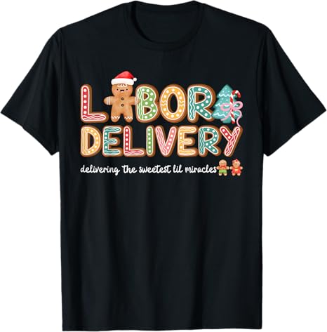 Groovy Labor and Delivery Christmas L&D Nurse Gingerbread Shirts