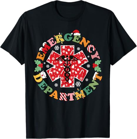Cute Emergency Department Christmas ER Nurse Santa Shirts