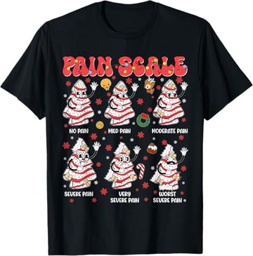 Pain Scale Funny Christmas Tree Cake Pjs Pajamas Xmas Nurse Shirts