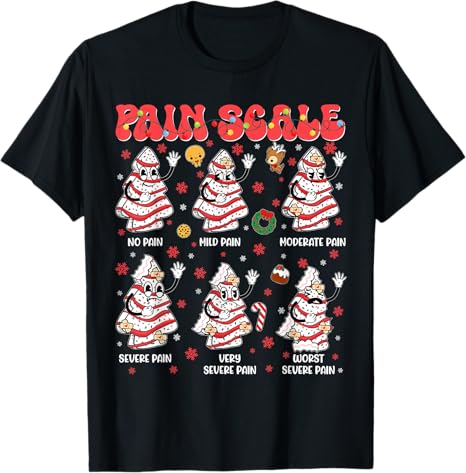 Pain Scale Funny Christmas Tree Cake Pjs Pajamas Xmas Nurse Shirts