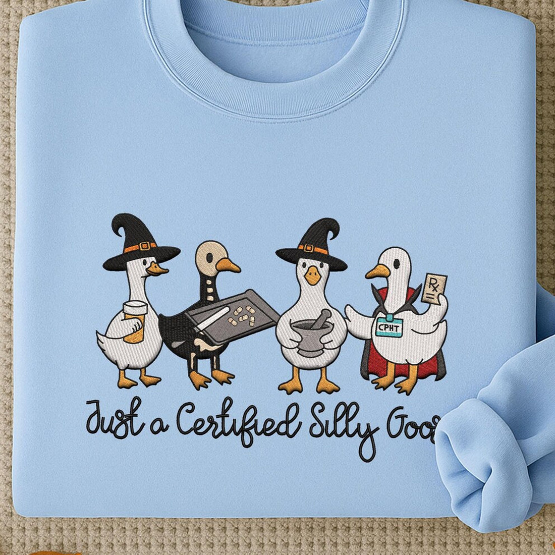 Funny Goose Nurse Embroidered Sweatshirt - Embroidered Halloween Nurse Sweatshirt