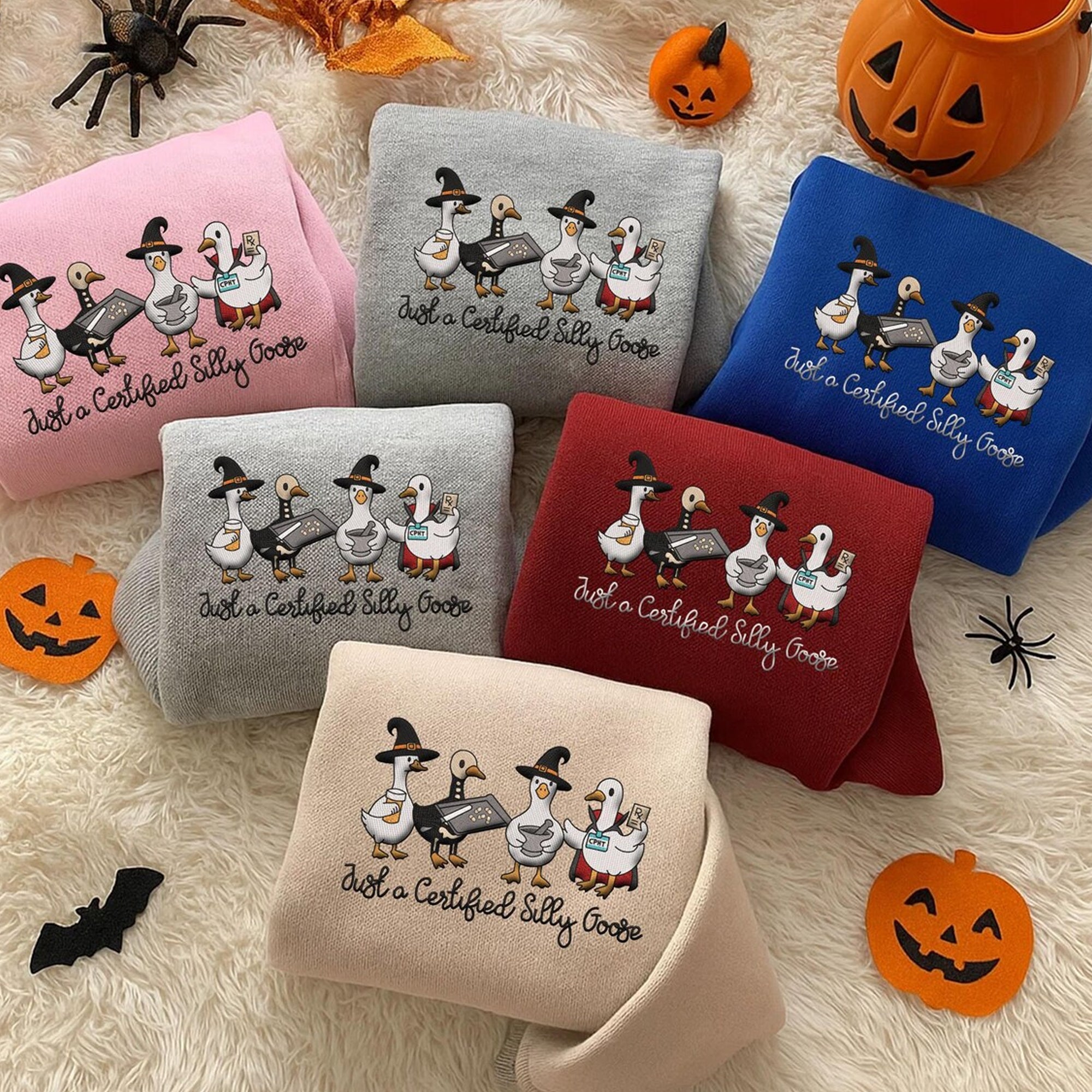 Funny Goose Nurse Embroidered Sweatshirt - Embroidered Halloween Nurse Sweatshirt