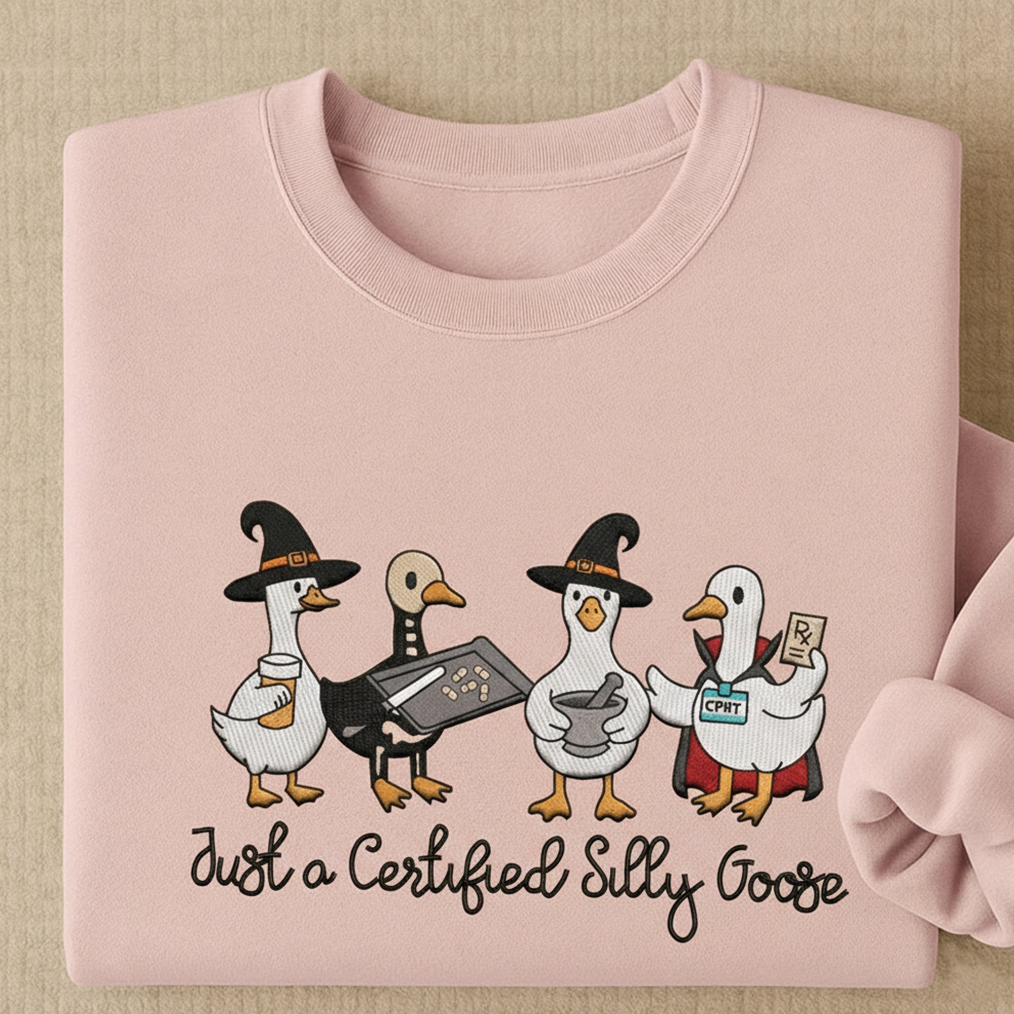 Funny Goose Nurse Embroidered Sweatshirt - Embroidered Halloween Nurse Sweatshirt
