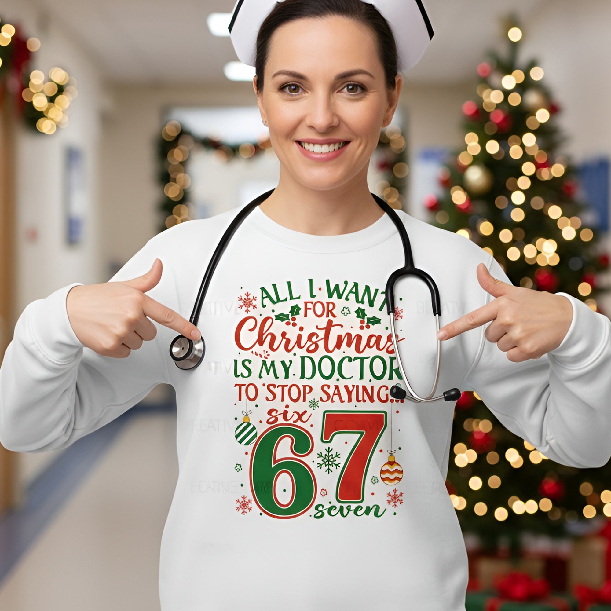 I Want For Christmas is for My Doctor To Stop Saying 67, Funny Hospital Christmas Sweatshirt