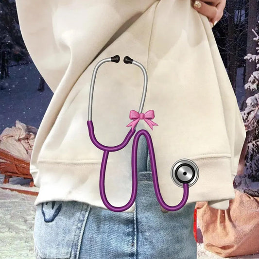 Therapist Medic Stethoscope split seam side bow machine embroidery designs for Nurse, Doctor outfit Sweatshirts, multiple sizes S - 5XL