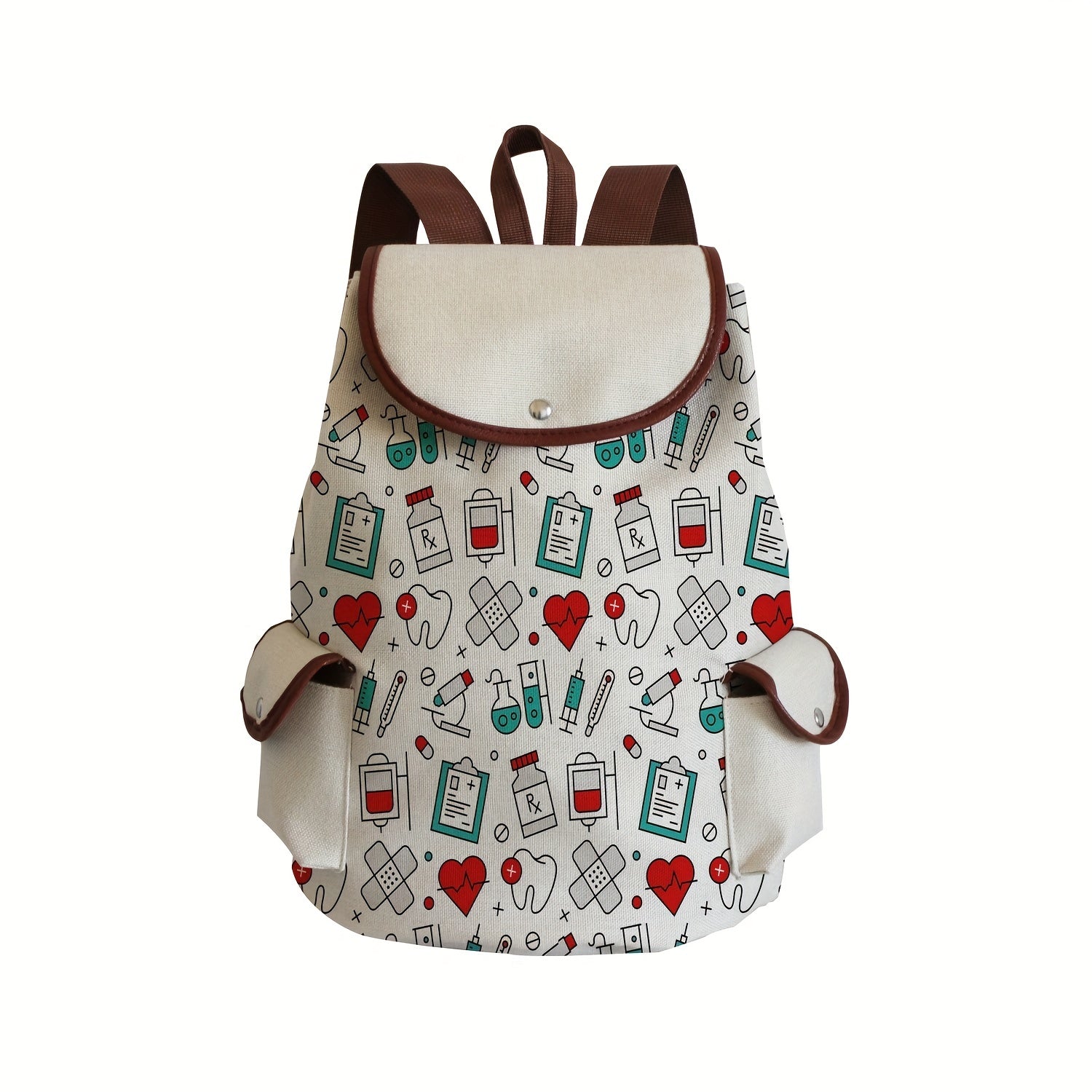 Multifunctional Cartoon Nurse Pattern Backpack, Classic Storage Daypack For Women, Work Bag