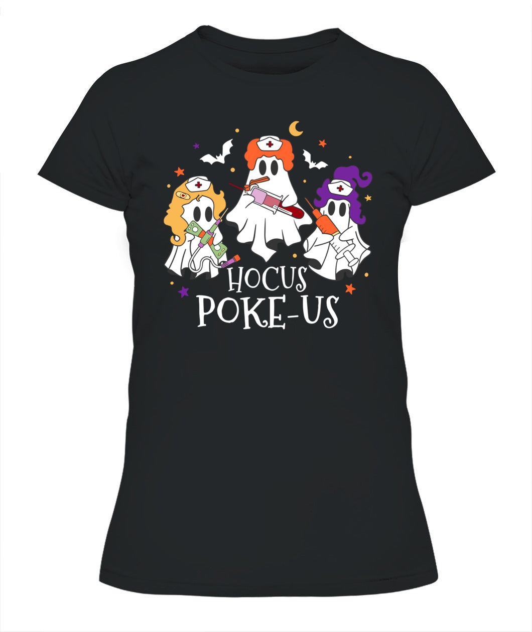 Halloween Ghost Nurse Hocus Poke Us Costume Scrub Top Women