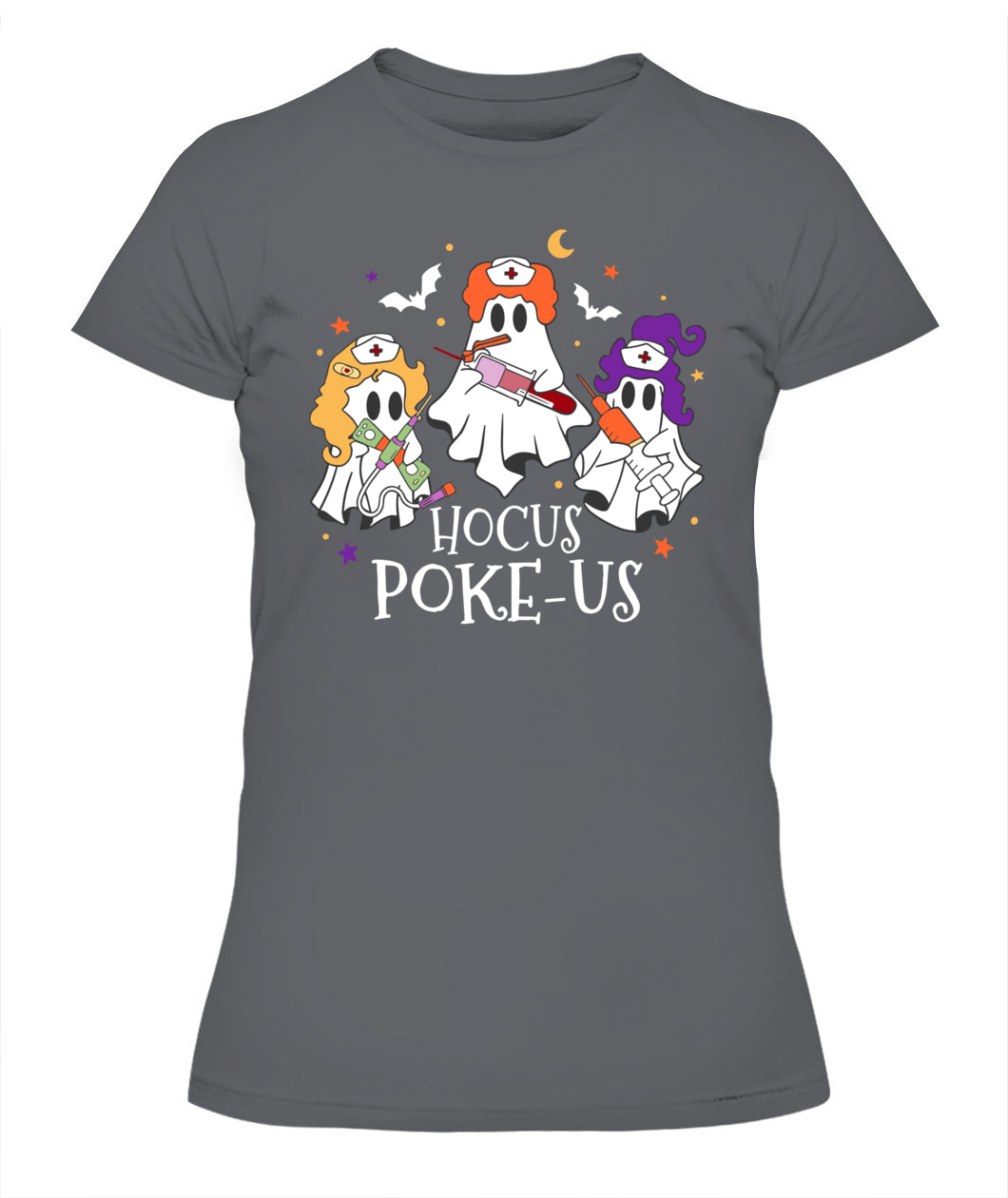 Halloween Ghost Nurse Hocus Poke Us Costume Scrub Top Women