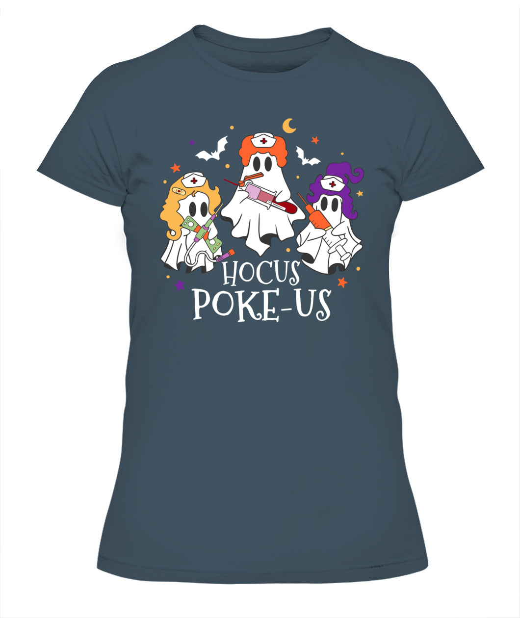 Halloween Ghost Nurse Hocus Poke Us Costume Scrub Top Women