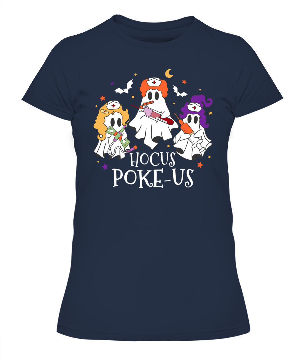 Halloween Ghost Nurse Hocus Poke Us Costume Scrub Top Women