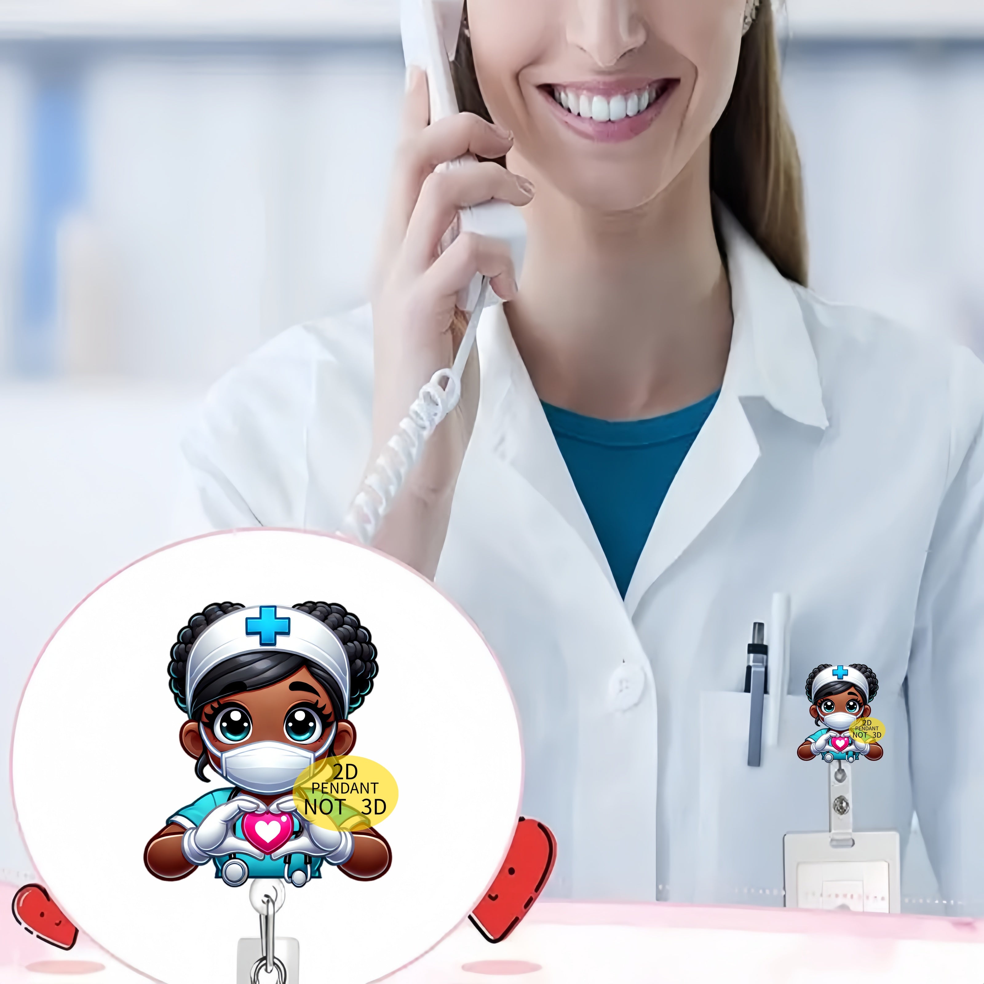 Acrylic Nurse ID Badge Reel Holder with Alligator Clip for Nursing Students, RN, LPN, Medical Staff